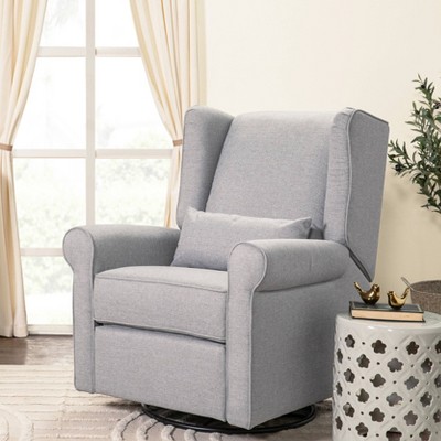 Misty Grey Swivel Recliner with Wingback Design
