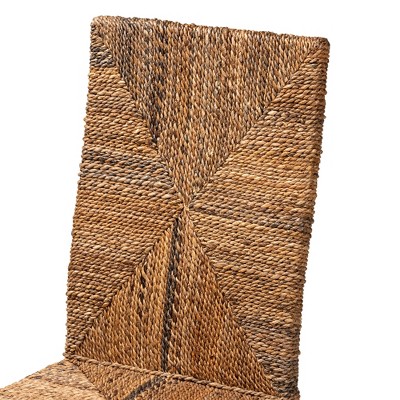 Laymi Bohemian Dark Brown Mahogany and Seagrass Side Chair