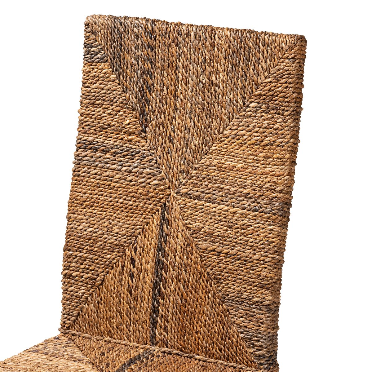 bali & pari Laymi Modern Bohemian Dark Brown Mahogany Wood and Seagrass Dining Chair - thumbnail 6