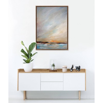 Day's End Coastal Landscape Canvas with Gold Frame