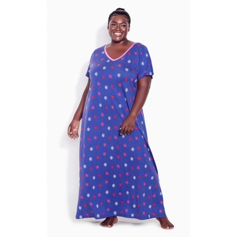 Avenue Women s Plus Size Short Sleeve Maxi Sleep Dress