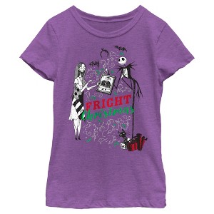 Girl's The Nightmare Before Christmas Fright Christmas Jack and Sally T-Shirt - 1 of 4