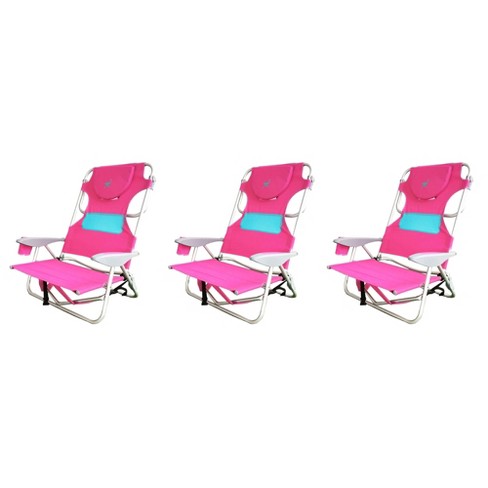 Ostrich Outdoor Beach Ladies Comfort On your back Adjustable Portable Beach Chair With Backpack Straps And Cup Holder Pink 3 Pack Target