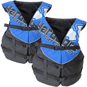 Hardcore 2 pack Coast Guard type III PFD for adults; life jacket paddle vest for adults; life vest flotation device; Jet ski, wakeboard, kayak; - 1 of 4