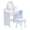 Kids Vanity Desk with Mirror and Lights, Princess Makeup Vanity Table with Stool, Drawer, Open Storage Shelves & Cubbies - 2 of 4