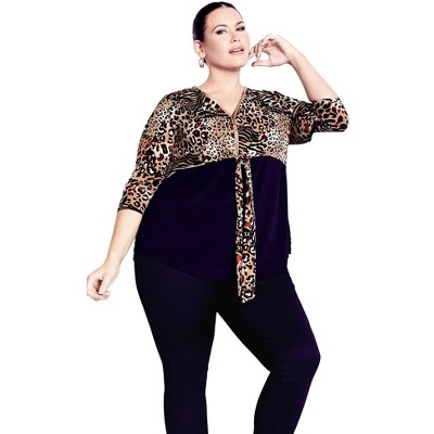 Avenue Women's Plus Size Lia Contrast Top
