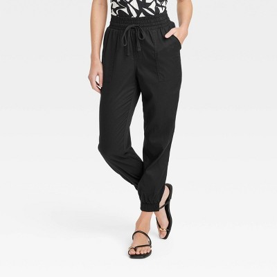 Women's High-Rise Modern Ankle Jogger Pants - A New Day™ Black L
