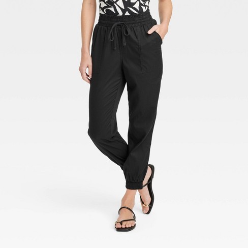 Women's High-Rise Modern Ankle Jogger Pants - A New Day™ Black XL