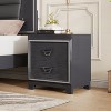 Elegant Nightstand with Metal Handles and Sparkling Shiny Decoration, Bedside Table/End Table with 2 Drawers 4S - ModernLuxe - 2 of 4