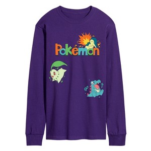 Men's - Pokémon - Chikorita, Cyndaquil, Totodile Long Sleeve Graphic T-Shirt - 1 of 2