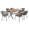 Suki 7-Piece All-Weather Patio Dining Set with Large Size Dining Table, Acacia Wood Tabletop, Metal Frame, Outdoor Furniture - Maison Boucle - 3 of 4