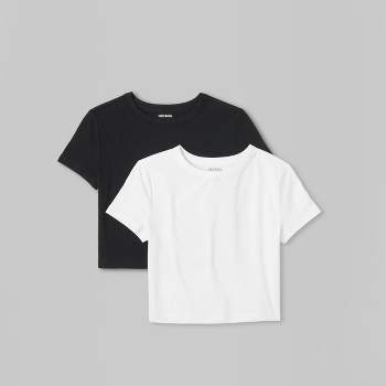 Women's Short Sleeve V-neck 2pk Bundle T-shirt - Wild Fable™ White : Target