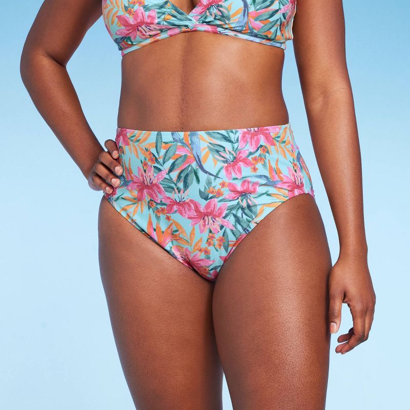 Women's Tropical Print High Waist Medium Coverage Bikini Bottom - Kona Sol™ Multi, 1 of 20