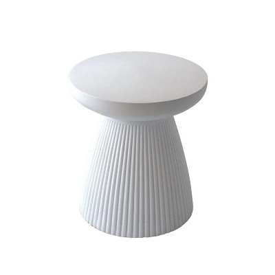 20.3" White Decorative Garden End Table Modern Heavy Duty Patio Sturdy Faux Terrazzo Accent Table Side Table Plant Table