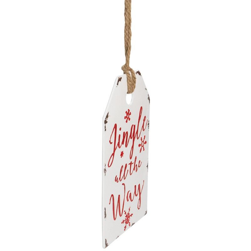 Northlight 12" White and Red Metal Distressed "Jingle All The Way" Christmas Wall Decor, 5 of 6