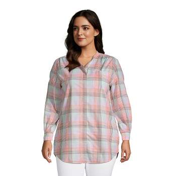 Lands' End Women's Plus Size Cotton A-line Long Sleeve Tunic Top - 1x -  White : Target