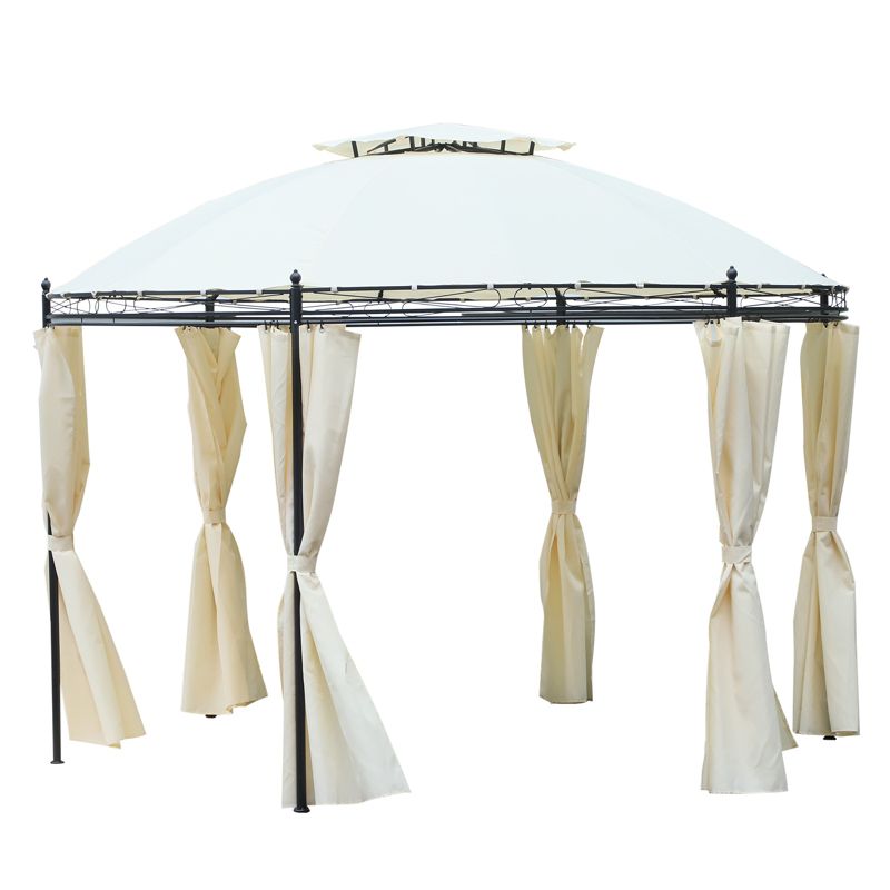 Outsunny 11.5' Steel Outdoor Patio Gazebo Canopy with Double roof Romantic Round Design & Included Side Curtains, 4 of 11