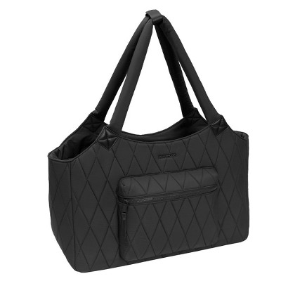Max Studio 20 Inch Large Nylon Diamond Quilted Front Pocket Duffle Bag