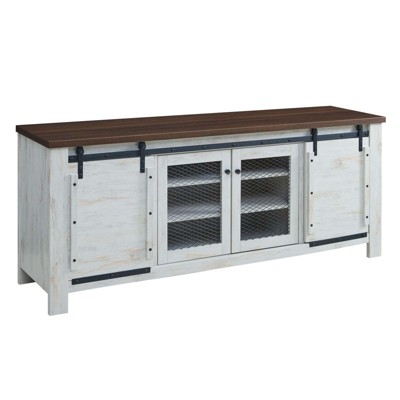 Modway Bennington 71 Rustic Sliding Door TV Stand White
