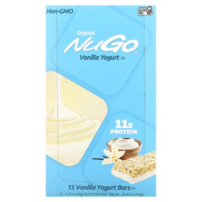 NuGo Protein Bar, Vanilla Yogurt, 11g Protein, 170 Calories, Gluten Free, 1.76 Ounce each, 15 Count (Pack of 1)