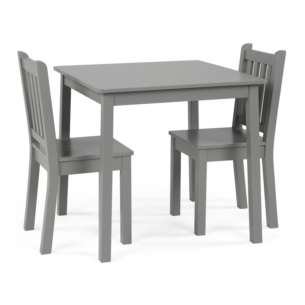 3pc Kids' Wood Table and Chair Set Gray - Humble Crew