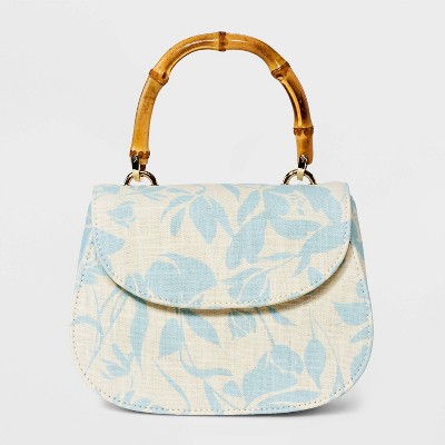 Floral Bamboo Top Handle Handbag - A New Day™ Blue