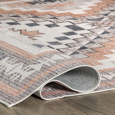 Leighton Light Orange Southwestern Washable Synthetic Area Rug