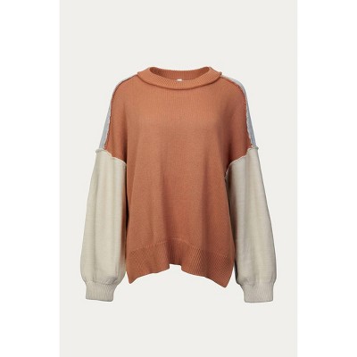 Women's SLOUCHY COLORBLOCK KNIT SWEATER - Bestto