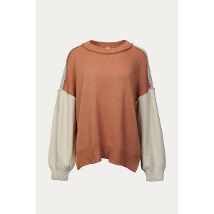 Women's SLOUCHY COLORBLOCK KNIT SWEATER - Bestto - 1 of 4