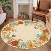 4'x4' Vintage Floral Runner Rug Washable Low Pile, Non-Slip Distressed Carpet for Entryway Living Room Bedroom, Faux Wool Soft Area Rug,Yellow - 4 of 4