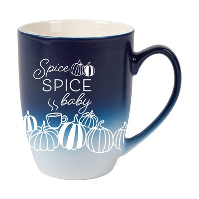Elanze Designs Spice Spice Baby Two Toned Ombre Matte Navy Blue and White 12 ounce Ceramic Stoneware Coffee Cup Mug
