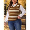 Agnes Orinda Women's Plus Size Sleeveless Casual V-Neck Striped Knit Sweater Vests - 2 of 4