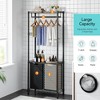 Heavy Duty Garment Rack，Clothes Rack for Hanging Clothes with Laundry Sorter 2/3 Section，Black - 4 of 4