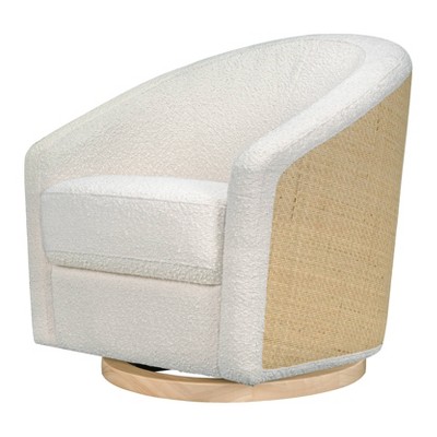 Babyletto Madison Swivel Glider - Ivory Boucle and Cane/Light Wood Base