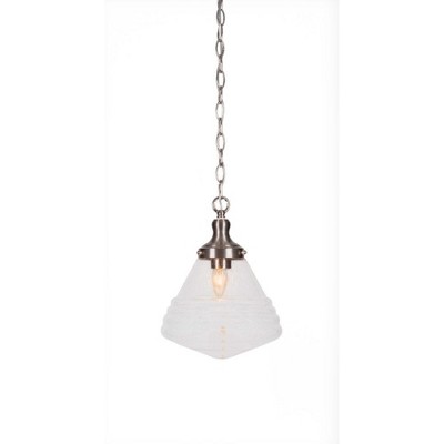 Toltec Lighting Juno 1 - Light Pendant in  Brushed Nickel with 10" Clear Bubble Shade