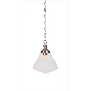Toltec Lighting Juno 1 - Light Pendant in  Brushed Nickel with 10" Clear Bubble Shade - 1 of 1