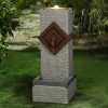 LuxenHome Gray and Brown Resin Column Outdoor Fountain with Lights - 2 of 4