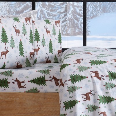 Great Bay Home Extra Soft Holiday Printed Boulder Flannel Sheet Set