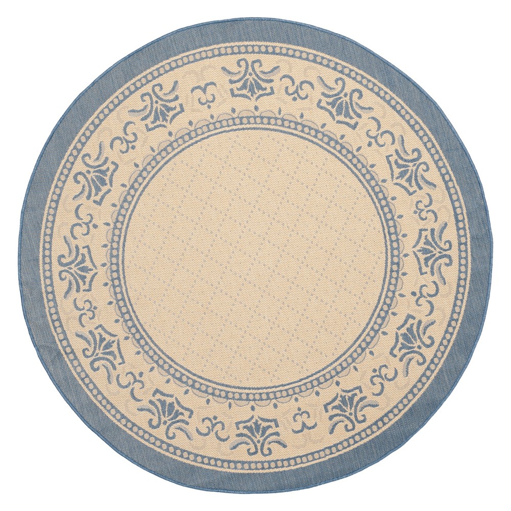 6'7in Round Alicante Outdoor Rug Natural/Blue - Safavieh