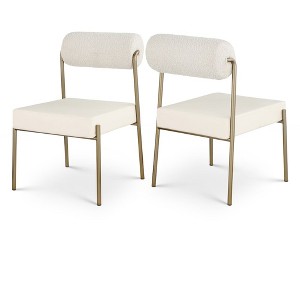 Meridian Furniture,Carly Vegan Leather Seat / Boucle Fabric Back Dining Chair, Set of 2 - 1 of 4