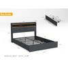 Queen Size Upholstered Platform Bed with 4 Storage Drawers, LED Light and Charging Station - 3 of 4