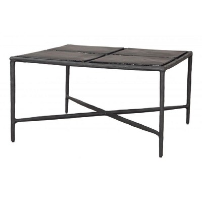 Coffee Table – 17.5" H Square Recycled Sand Cast Glass Top With Black Aluminum Base By Zuo Modern