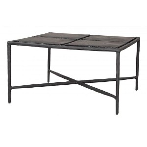 Coffee Table – 17.5" H Square Recycled Sand Cast Glass Top With Black Aluminum Base By Zuo Modern - 1 of 4