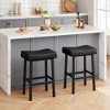 Whizmax 24 Inch Black Backless Saddle Barstools Set of 2, Counter Height Upholstered Padded Barstools with Curved Surface, Metal Leg and Footrest - 4 of 4