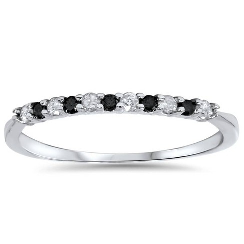 Pompeii3 1/4ct Black & White Diamond Wedding Anniversary Ring - Size 8 ...