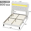Whizmax Platform Bed Frame - Upholstered Linen Headboard with Storage, Charging Station & LED Lights, Wood Slat Support, No Box Spring - 2 of 4