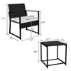 Black 3-Piece Wicker Outdoor Bistro Set with White Cushion - 2 of 4