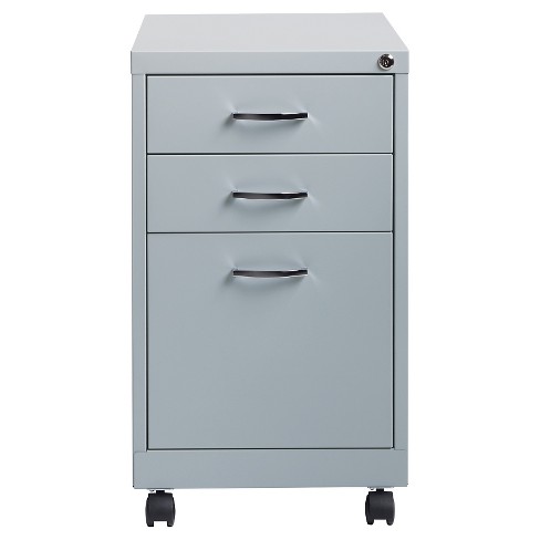hirsh industries® office dimensions file cabinet on wheels, 3 drawer -  platinum