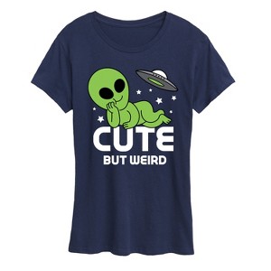 Women's - Instant Message - Alien Cute But Weird Short Sleeve Graphic T-Shirt - 1 of 4