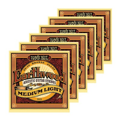 Ernie Ball 2003 Earthwood 80/20 Bronze Medium Light Acoustic Strings 6 Pack